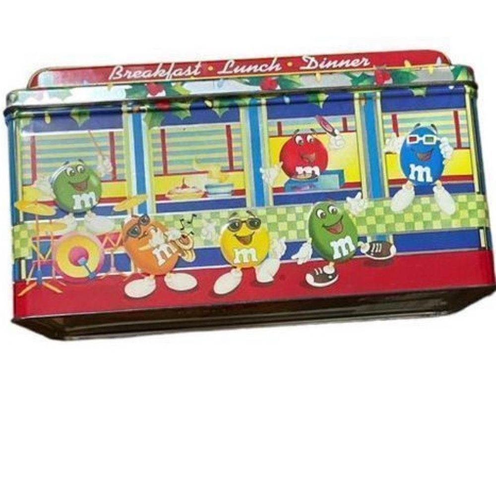 Vintage M&M’s Candy Collectible ‘dinner’ Tin 1996 Christmas Village seri…‎